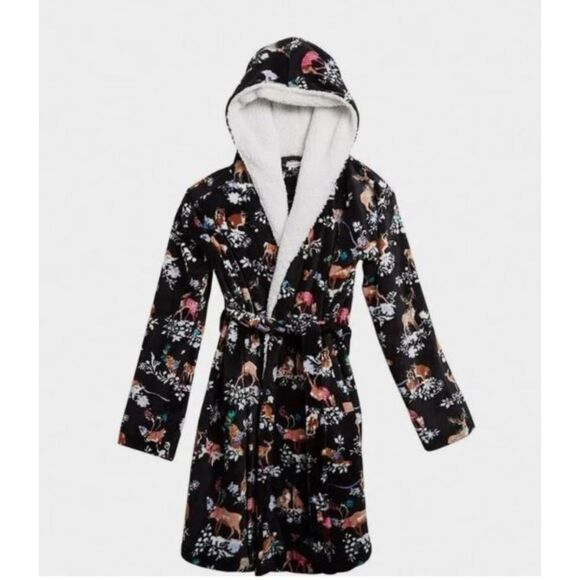 Vera Bradley Hooded Cozy Life Robe Merry Mischief Woodland Animals Size L/XL - Picture 2 of 14